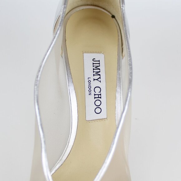 NEW JIMMY CHOO Nicole 90mm Silver Mesh Crystal Pumps - Heel for Weddings, Events - Picture 11 of 16